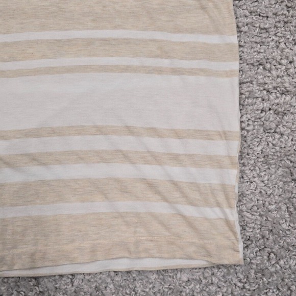 James Perse Top Womens 3 (Large) Tan White‎ Striped Short Sleeve Scoop Neck - Picture 2 of 9